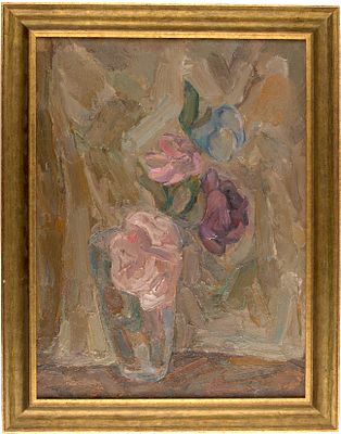 Мордовин Кирилл Александрович (1934-?). 
Натюрморт с розами. 1968 г. Холст, масло, 51 