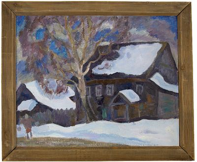 Тукачев Леонид Лаврентьевич (1928-1998). 
Оттепель. 1973 г. Картон, масло, 52&times;63 см. На 