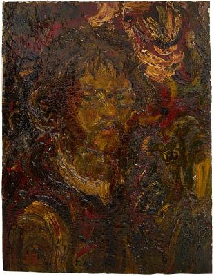 Казарин Виктор Семенович (р. 1948). 
Портрет неизвестного. 1977 г. Картон масло, 57&times;44 см. Слев 