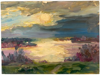 Тимаков Александр Александрович (1930–2023). 
Закат. Ферапонтово. 1998 г. Картон, масло 