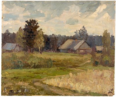 Тимаков Александр Александрович (1930–2023). 
Кратово. Окраина. 1948 г. Холст на картоне 