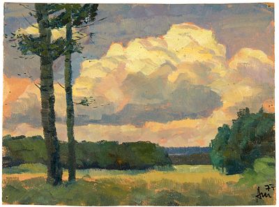 Тимаков Александр Александрович (1930–2023). 
Предзакатное. 1977. Холст на картоне, масло 