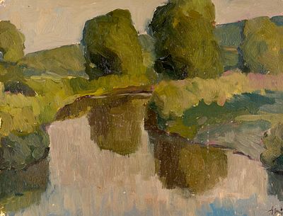 Тимаков Александр Александрович (1930–2023). 
Река Птань. Орловская область. 1961 г. Картон 
