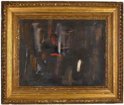Линьков Алексей Петрович (1951-2014). 
В мастерской. 1970-е гг. Картон, масло, 39,5&times;50 см. 