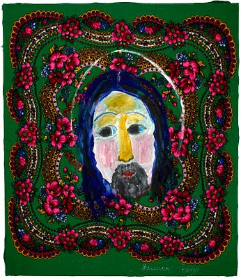 Медведева Катя (Екатерина Ивановна) (р. 1937). 
Апостол Филипп. 2008 г. Павлопосадский платок 