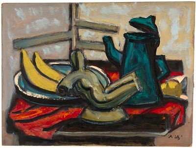 Дьяконицын Лев Федорович (1931-2020). 
Скульптура и чайник. 2009 г. Картон, масло, 28&times;37 