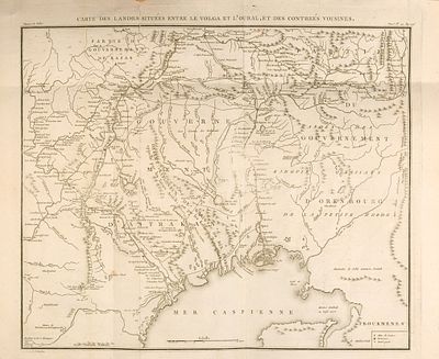 Пьер-Франсуа Тардье (1757-1822). 
Карта местности между Волгой и Уралом. Из атласа к книге 