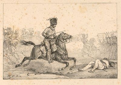 Верне Орас (1789-1863). 
Атака гусар. 1840-е гг. Литография, 27,8&times;35,6 см. Слева внизу 