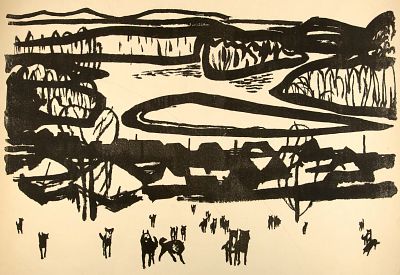 Тукачев Леонид Лаврентьевич (1928-1998). 
На Севере. 1960-е гг. Линогравюра, 52&times;70 см. Гр 