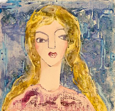 Кропивницкий Евгений Леонидович (1893 - 1979). 
Девушка с золотыми волосами. 1958 г. Монотипия 