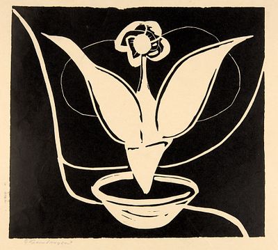 Кропивницкий Евгений Леонидович (1893 - 1979). 
Натюрморт. 1960-е гг. Линогравюра, 29&times;35 