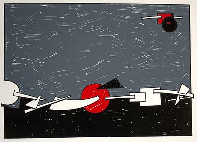 Ганнушкин Алексей Евгеньевич (1960-2024). 
Череда событий. 2000-е гг. Автолитография, 70&times;100 см. 