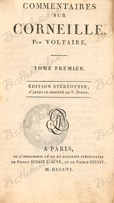 [Комментарии о нотах Вольтера &laquo;Корнель&raquo;]. Commentaires sur Corneille, par Voltaire. 