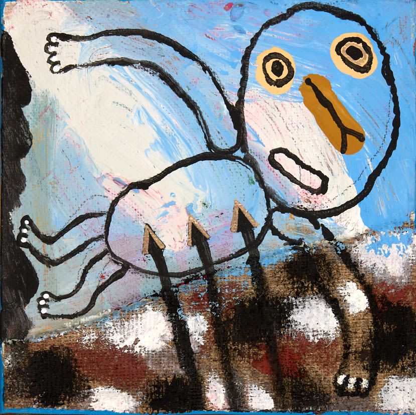Ланг Олег Владимирович (1950-2013). 
Стрелы. 2005 г. Холст, акрил, 20&times;20 см. На обороте 