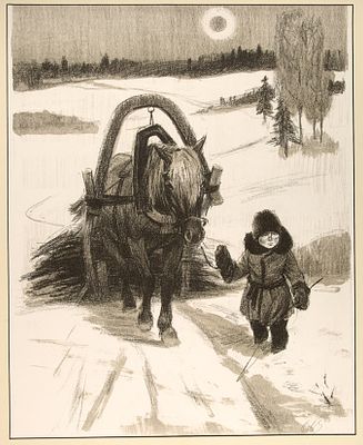 Боровский Давид Борисович (1926-2004). 
Мужичек с ноготок. 1965 г. Автолитография, 43&times;35 см.