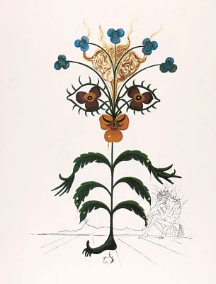 Дали Сальвадор (1904-1989). 
Автопортрет (с фигурой мыслителя). Из серии &laquo;Флора 