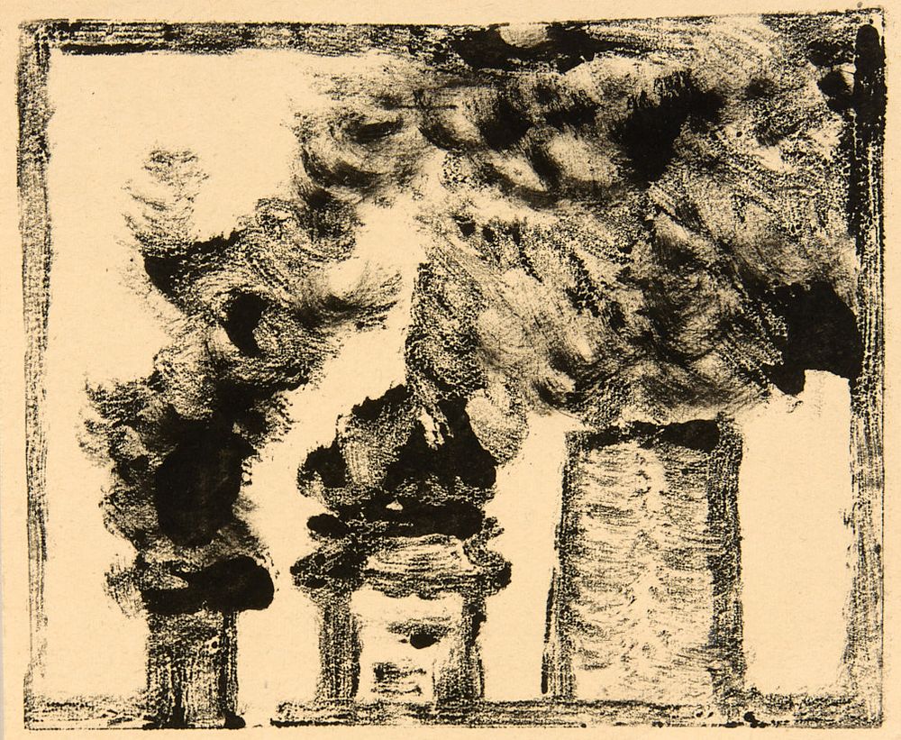 Кропивницкий Евгений Леонидович (1893 - 1979). 
Три трубы. Начало 1970-х гг. Акварельная 