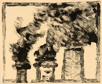 Кропивницкий Евгений Леонидович (1893 - 1979). 
Три трубы. Начало 1970-х гг. Акварельная 