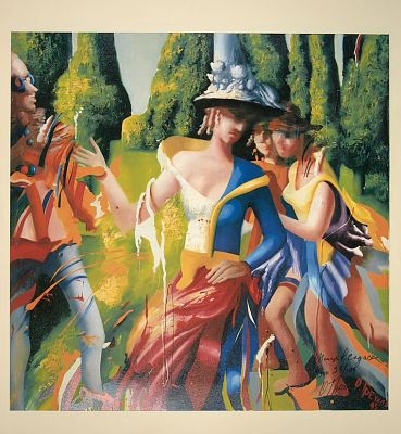 Гречина Ольга Николаевна (р. 1947). 
Танцы в садах. 1993 г. Многослойная шелкография, 71 