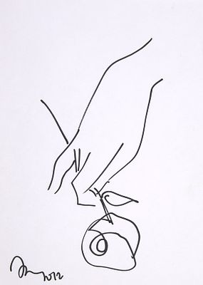 Хамдамов Рустам Усманович (р.1944). 
Рука с розой. 2012 г. Бумага, фломастер, 29,5&times;21 см. 