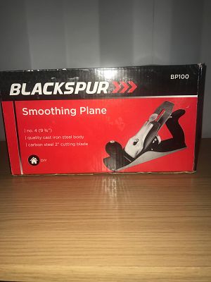 9.75 INCH SMOOTHING PLANE. BRAND NEW IN BOX BLACKSPUR SMOOTHING PLANE 9.75 INCH BLADE.
COLLECT