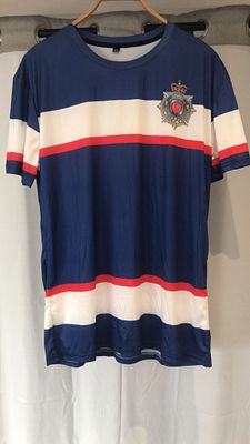 ROYAL CORPS OF TRANSPORT PRINTED TEE SHIRT U.K. XL . POLYESTER TEE SHIRT, FRONT AND BACK PRINT