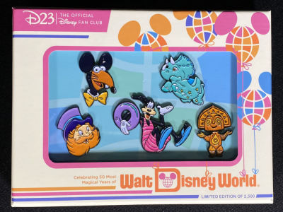 D23 Exclusive Celebrating 50 Most Magical Years Pin Set - Vacation Kingdom of the World. Availabl 
