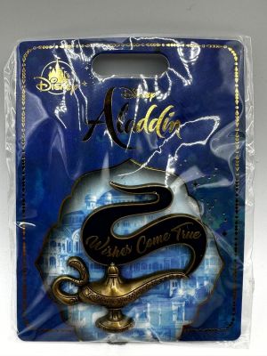 Disney Store 2019 Gold Live Action Movie Magic Lamp - "Wishes Come True" Aladdin Pin. Item is 