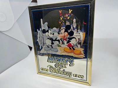 Mickey 60th Birthday Framed MIrror Art. Oversize Shipping Charge of $25.