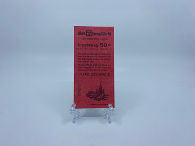 Vintage Ephemera 1972 Walt Disney World Red Parking Ticket 50c