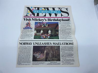 Walt Disney World News Newspaper Mickey's Birthdayland and Maelstrom 1988