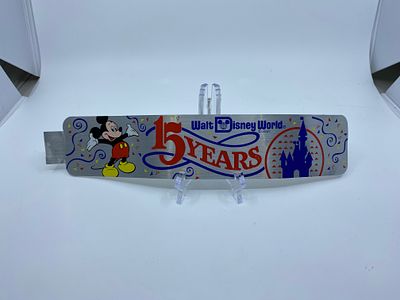 1986 Walt Disney World 15th Anniversary Reflective Silver Bumper Sticker