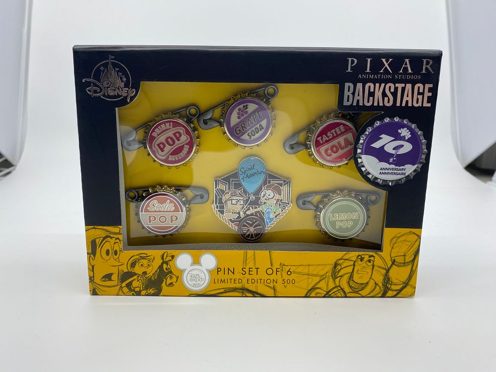 Pixar Backstage 10th Anniversary Soda Cap Boxed Pin Set