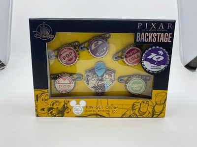 Pixar Backstage 10th Anniversary Soda Cap Boxed Pin Set