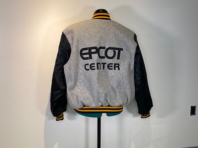 Grey Fuzzy Button-Up Epcot Center Jacket Size L