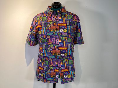 Wdw Imagineering Exclusive Magic Kingdom Adventureland Patterned Button Down Shirt Size M