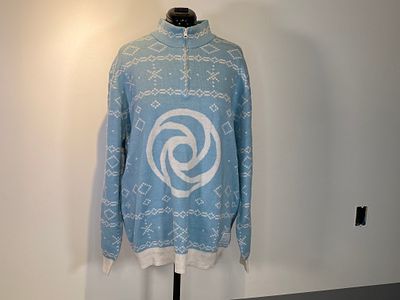 Blue Figment Christmas Quarter-Zip Sweater Size L