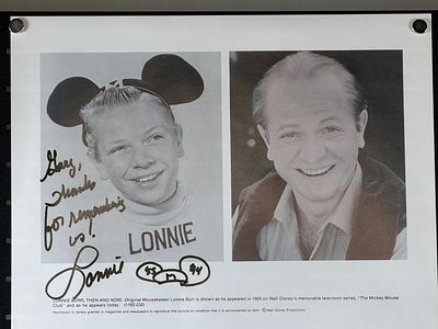 Original Mouseketeer Lonnie Signed Headshot 1994
