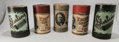 RARE 1906 PHONOGRAPH CYLINDERS (THE FIRST MUSIC RECORDS) CONSISTING OF: 3 BY THOMAS EDISON USA 