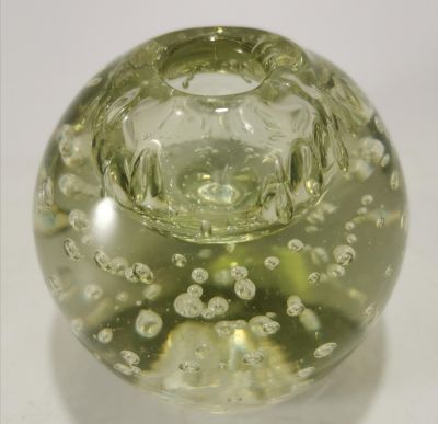 VICTORIAN BUBBLE DUMP PAPERWEIGHT WITH TOP OPENING &amp; PONTIL MARK TO BASE