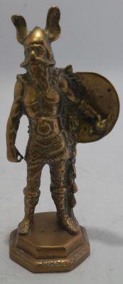 LARGE HEAVY VINTAGE BRASS VIKING - 9 INCHES IN HEIGHT