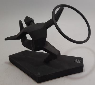 ROYAL DOULTON CHUNKY 2012 OLYMPICS FIGURE OF A RHYTHMIC GYMNAST ON BASE HOLDING A METAL HOOP - 