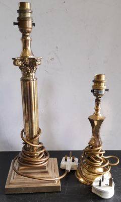 2 X BRASS PEDESTAL LAMP BASES 16 INCHES &amp; 11 INCHES