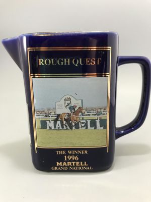 MIDNIGHT BLUE MARTELL BRANDY WATER JUG FEATUING 1996 GRAND NATIONAL WINNER 'ROUGH QUEST' 