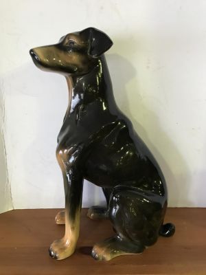LARGE HANDSOME CERAMIC FIRESIDE DOG IN VGC 16 X 10 X 6 INCHES