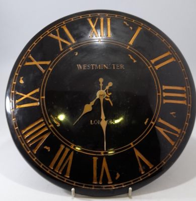 BLACK &amp; GOLD WESTMINSTER CONVEX WALL CLOCK 12 INCH DIAMETER