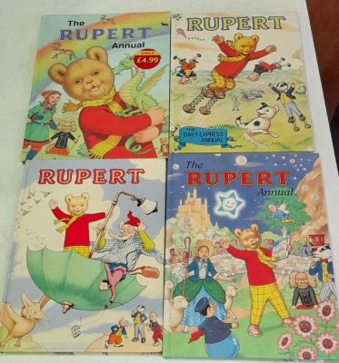 4 X RUPERT BEAR ANNUALS IN VGC