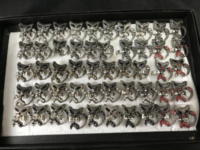 BOX OF 50 ORNATE CAT RINGS