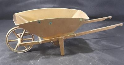 TOP QUALITY 1970'S ENGINEERS APPRENTICE PIECE BRASS WHEELBARROW 13" X 4-5" X 4"