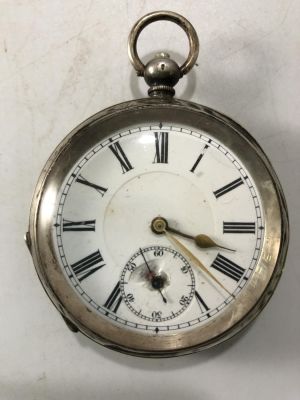 LOVELY VINTAGE 935 SILVER POCKET WATCH, WEIGHT WITH INNER WORKINGS 120-7 GRAMS